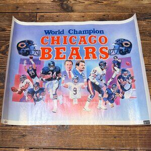 Lot of 3 Vintage Chicago Bears Posters Junk Yard Walter Payton Super Bowl Champs